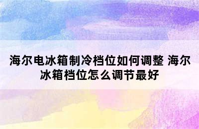 海尔电冰箱制冷档位如何调整 海尔冰箱档位怎么调节最好